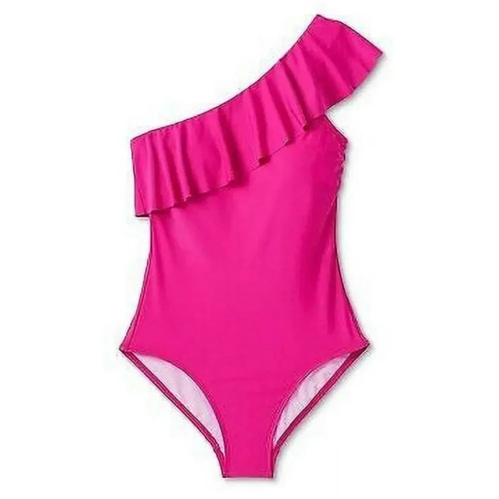 Kona Sol Women's Ruffle One Shoulder Full Coverage One Piece Swimsuit size 16